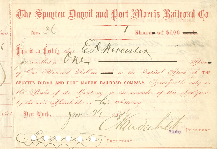 Cornelius Vanderbilt - Spuyten Duyvil and Port Morris Railroad